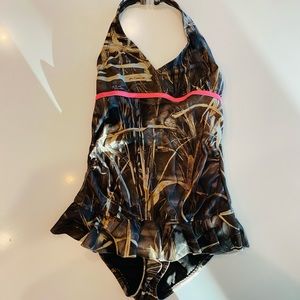 Camouflage one piece bathing suit